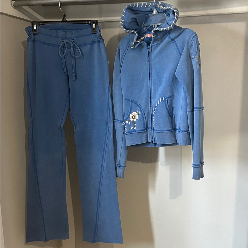 Blue Women’s Hoodie & Flare Sweatpants Set
